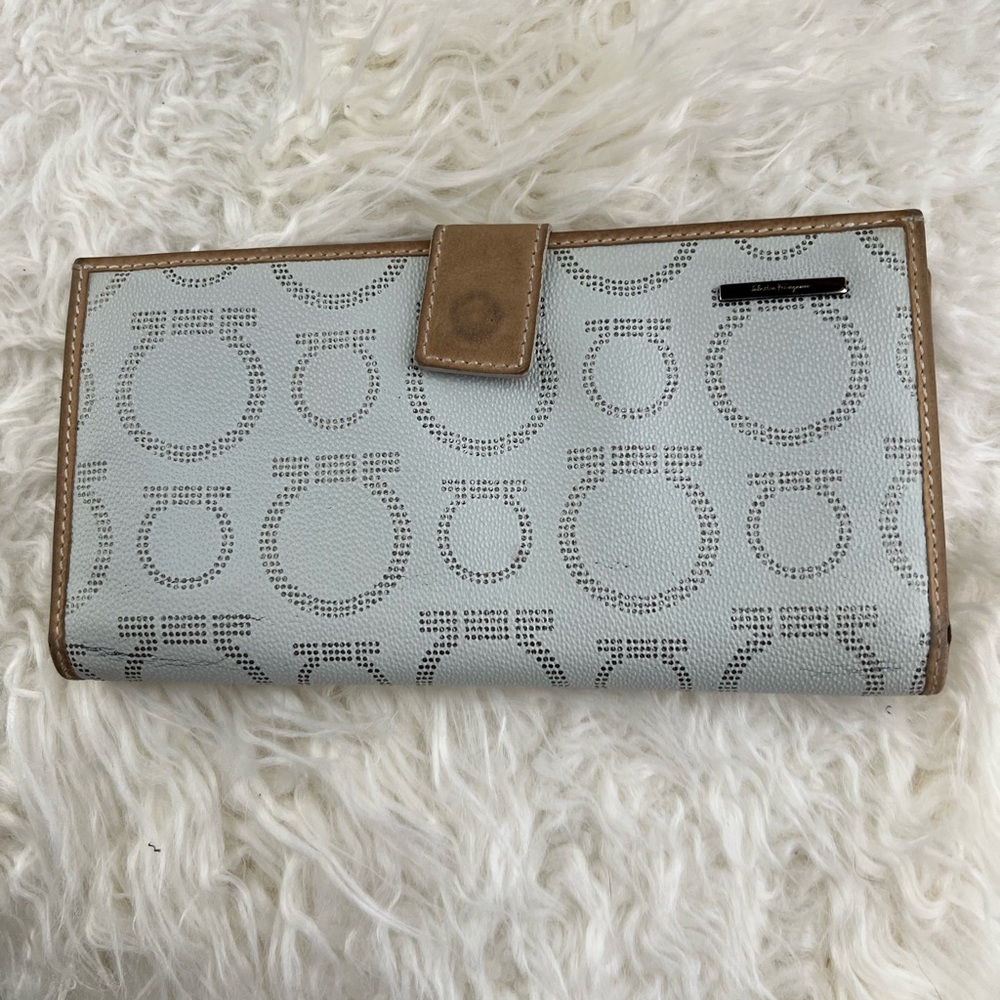 Salvatore Ferragamo Wallet with Tan Trim and Silver Logo Plaque